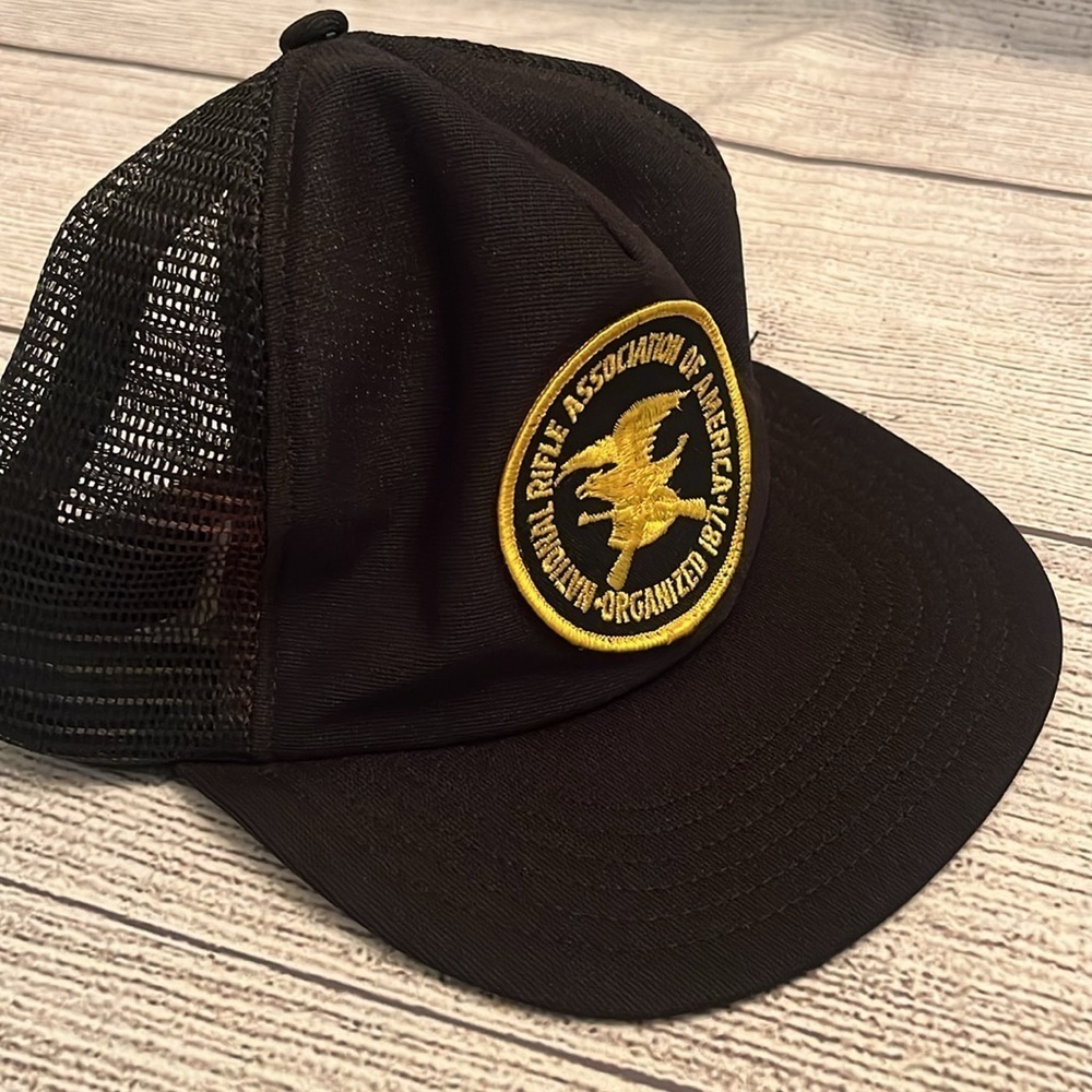 Vintage NRA National Rifle Association Patched USA Made Snapback Trucker Hat